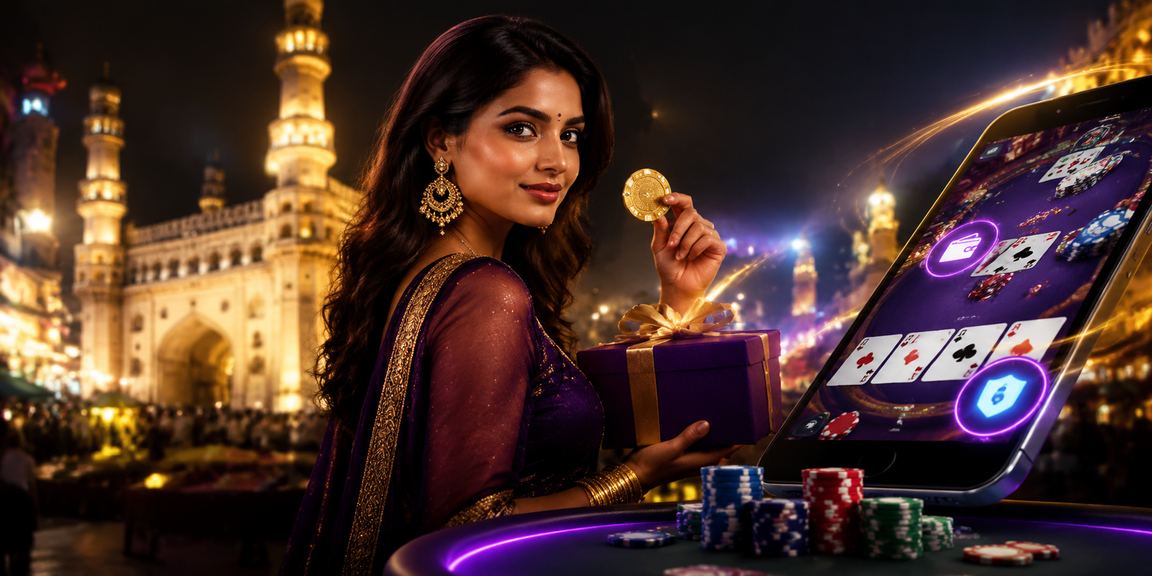 Night market in Hyderabad with lively Teen Patti card game action